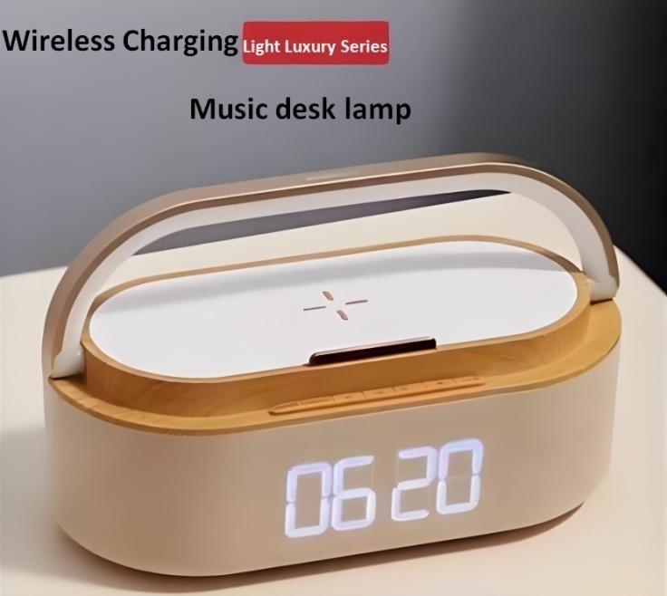 Clock display base version of a Wireless Charger Lamp showing digital time readout.