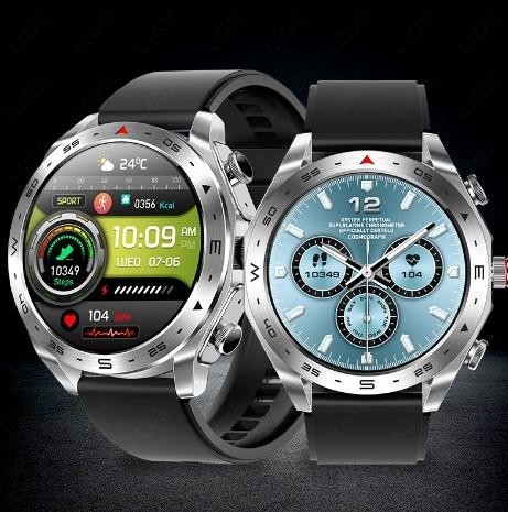 Two Smart Watch with Earbuds models displayed side-by-side on a dark backdrop.